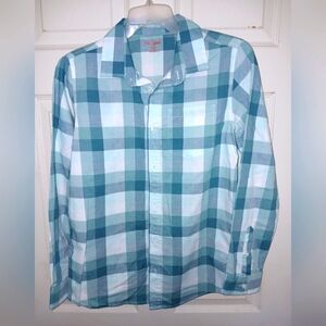 Cat & Jack Boy's Green Plaid Shirt Sz XL (16)